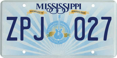 MS license plate ZPJ027