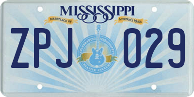 MS license plate ZPJ029