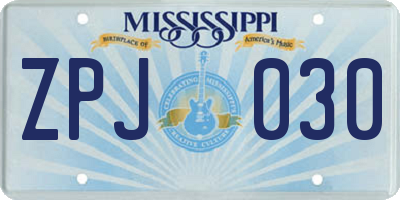 MS license plate ZPJ030