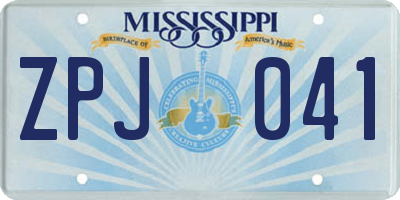 MS license plate ZPJ041