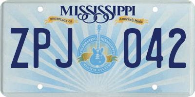 MS license plate ZPJ042