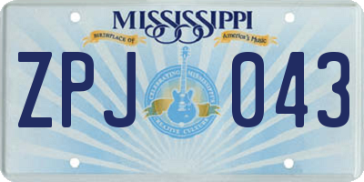 MS license plate ZPJ043
