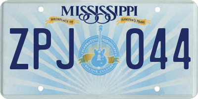 MS license plate ZPJ044