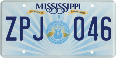 MS license plate ZPJ046