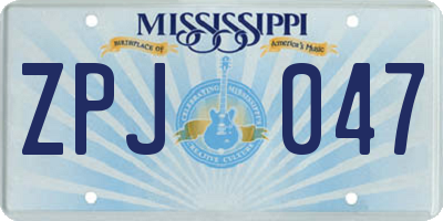 MS license plate ZPJ047