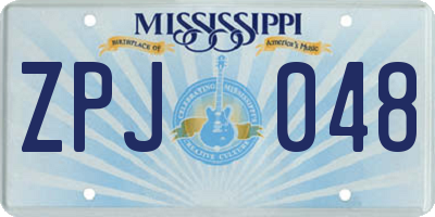 MS license plate ZPJ048