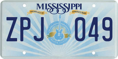 MS license plate ZPJ049