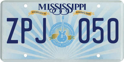 MS license plate ZPJ050