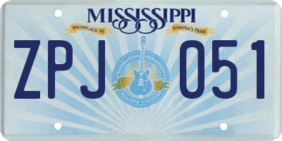 MS license plate ZPJ051