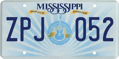 MS license plate ZPJ052