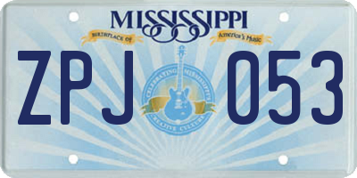 MS license plate ZPJ053