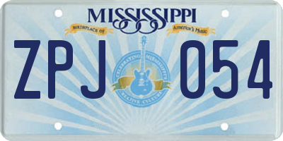 MS license plate ZPJ054
