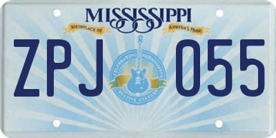 MS license plate ZPJ055