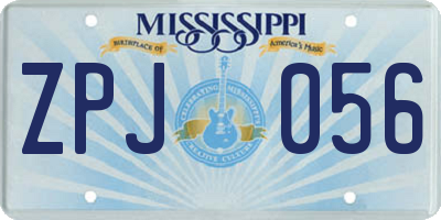 MS license plate ZPJ056