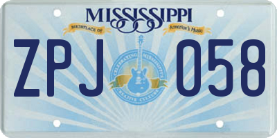 MS license plate ZPJ058