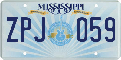 MS license plate ZPJ059