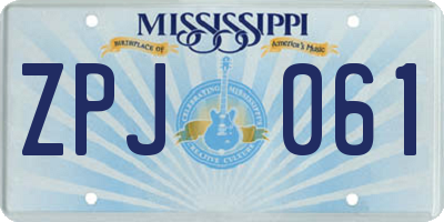 MS license plate ZPJ061
