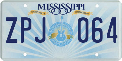 MS license plate ZPJ064