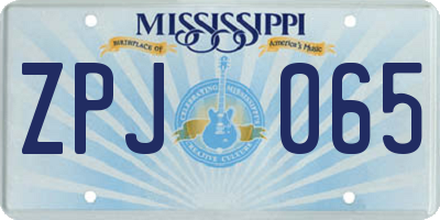 MS license plate ZPJ065