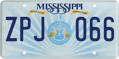 MS license plate ZPJ066
