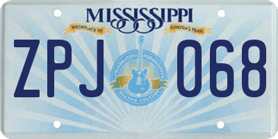 MS license plate ZPJ068