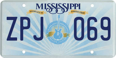 MS license plate ZPJ069
