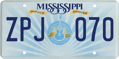 MS license plate ZPJ070