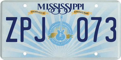 MS license plate ZPJ073