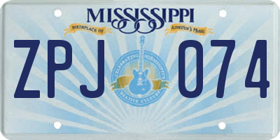 MS license plate ZPJ074