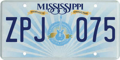 MS license plate ZPJ075
