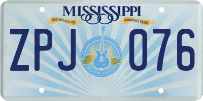 MS license plate ZPJ076