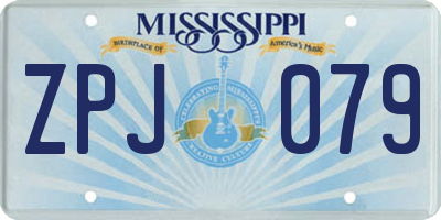 MS license plate ZPJ079