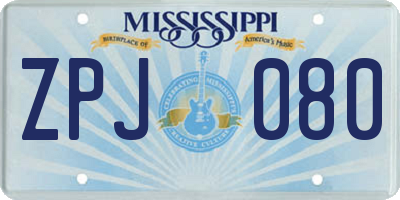 MS license plate ZPJ080