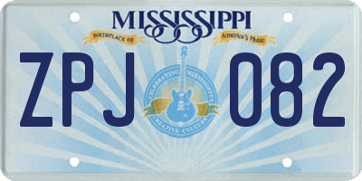 MS license plate ZPJ082