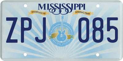 MS license plate ZPJ085