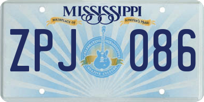MS license plate ZPJ086