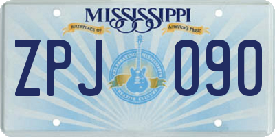 MS license plate ZPJ090
