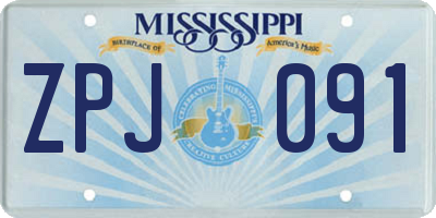 MS license plate ZPJ091