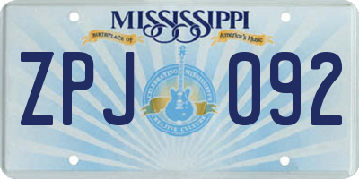 MS license plate ZPJ092