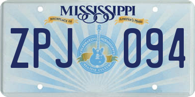 MS license plate ZPJ094