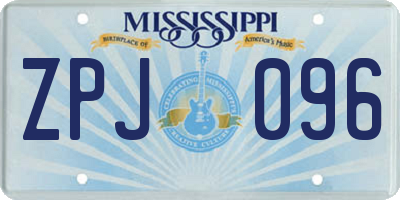 MS license plate ZPJ096