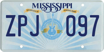 MS license plate ZPJ097