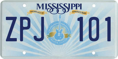 MS license plate ZPJ101