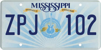 MS license plate ZPJ102