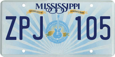 MS license plate ZPJ105