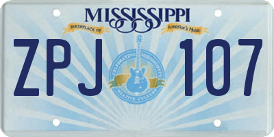 MS license plate ZPJ107