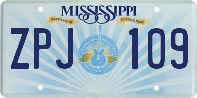 MS license plate ZPJ109