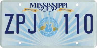 MS license plate ZPJ110