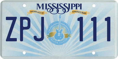 MS license plate ZPJ111