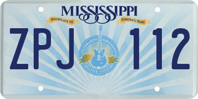 MS license plate ZPJ112